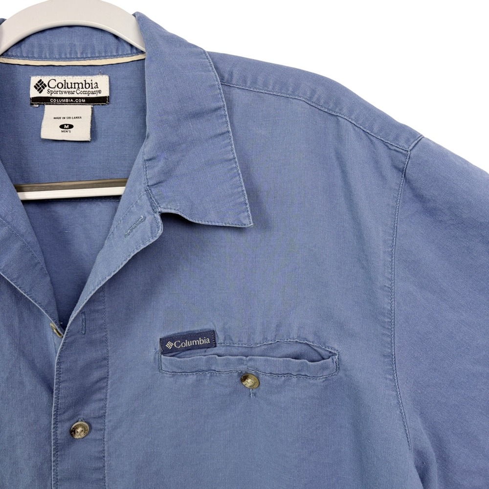 Columbia‎ Short Sleeve Button Down Shirt M Blue Good